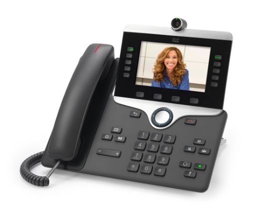 Picture of Cisco CP8845MPP (Multiplatform) VoIP SIP video telephone, integrated 720p camera, 2 x Gigabit Ethernet, PoE required