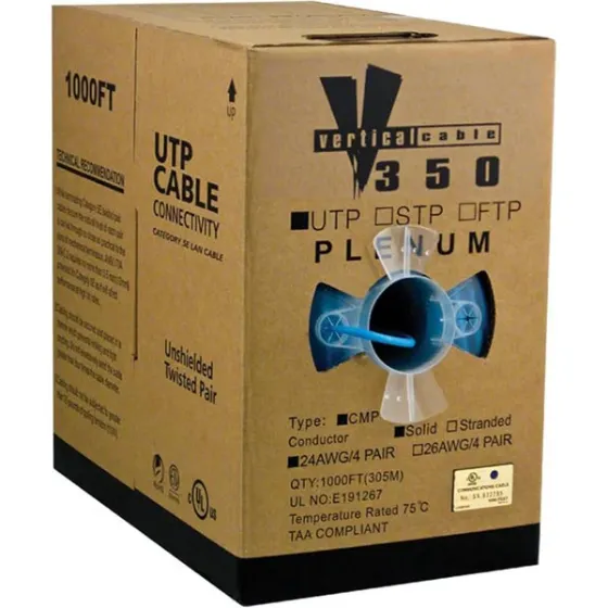 Picture of Vertical Cable 056-461-P-BL Unshielded Plenum Rated Cat5e 350-MHz 8-Conductor 4-Pair 24-gauge UTP Solid