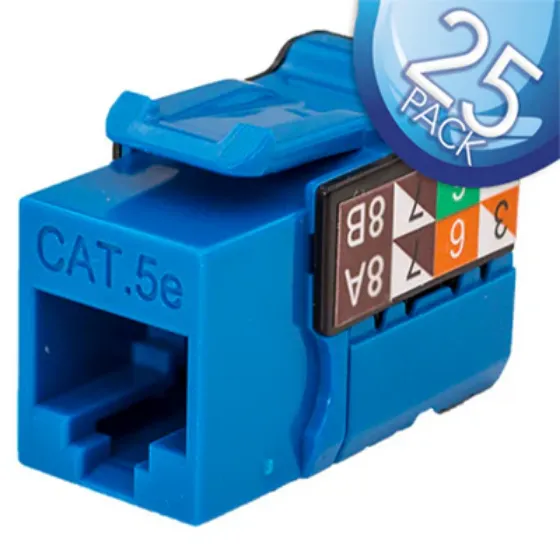 Picture of Vertical Cable 351-V2603BL-25 RJ45/Cat5e 8x8 Data Grade Keystone Insert - 25-pack - Blue