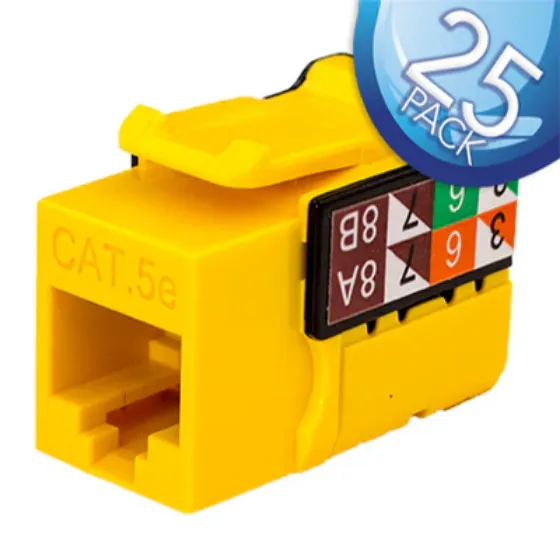 Picture of Vertical Cable 351-V2611YL-25 RJ45/Cat5e 8x8 Data Grade Keystone Insert - 25-pack - Yellow