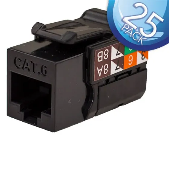 Picture of Vertical Cable 352-V2702BK25 Cat6 Data Grade RJ45 8x8 Unshielded Keystone Jack - 25-pack -Black